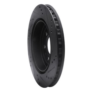 Cadillac SRX Brake Rotor (1) - Rear Left - R1 Concepts - Drilled & Slotted - Black - `04-`09